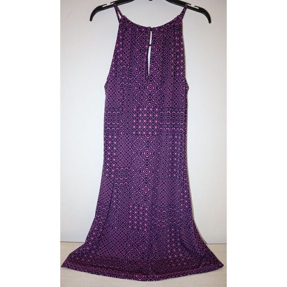 Banana Republic Women Petite Sz S Purple/Navy Geometric Keyhole Halter Dress $70 - Picture 2 of 12